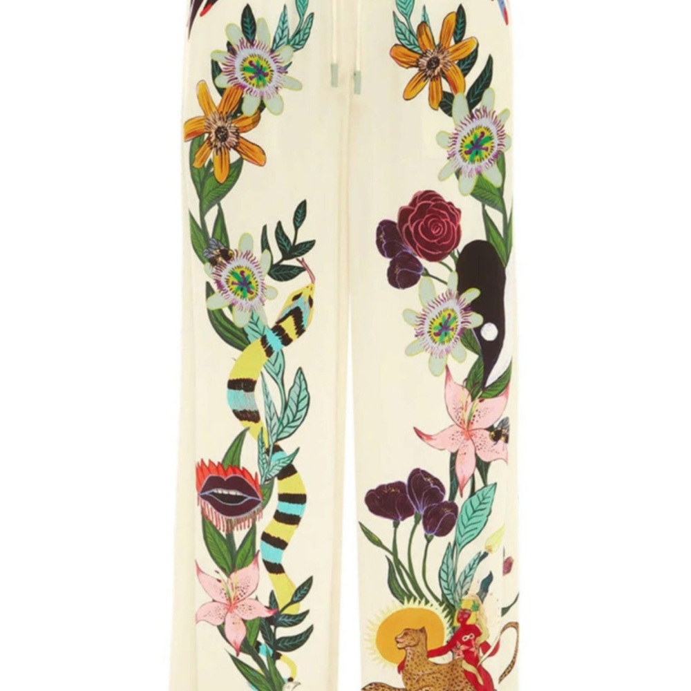Alemais Meagan Floral Print Wide-Leg silk Pants